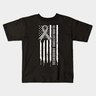 Glioblastoma Awareness US American Flag Kids T-Shirt